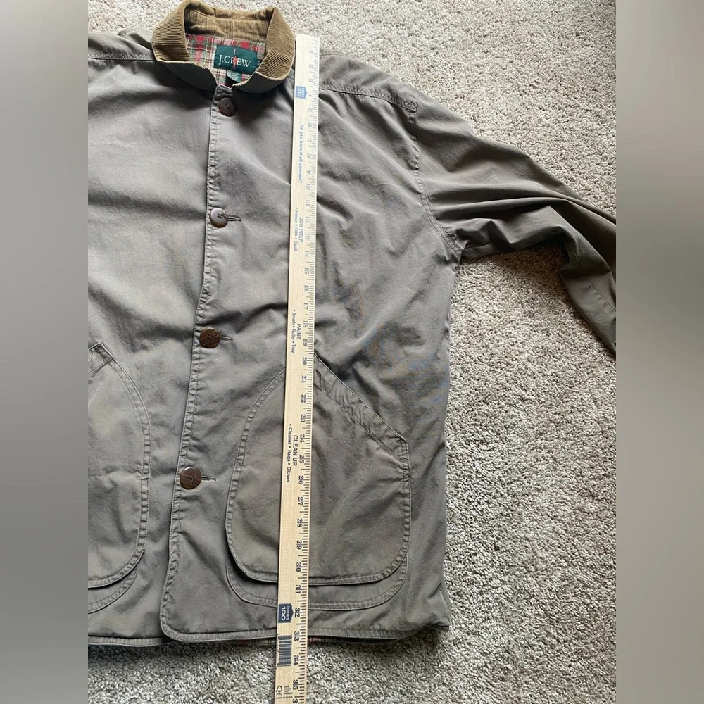 VTG J Crew Oarsman Jacket Mens XLT Beige Cotton Lined Button Up Barn Chore Coat